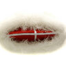 Папаха из искусственной необлагороженной белой овчина с красным верхом+кокарда